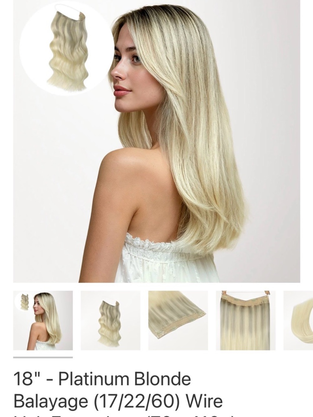 Goo Goo Hair Platinum Blonde 18" Balayage Halo Hairpiece